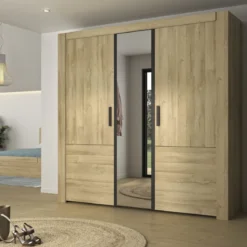 Armoire avec miroir 3 portes avec poignées en métal - AR5075