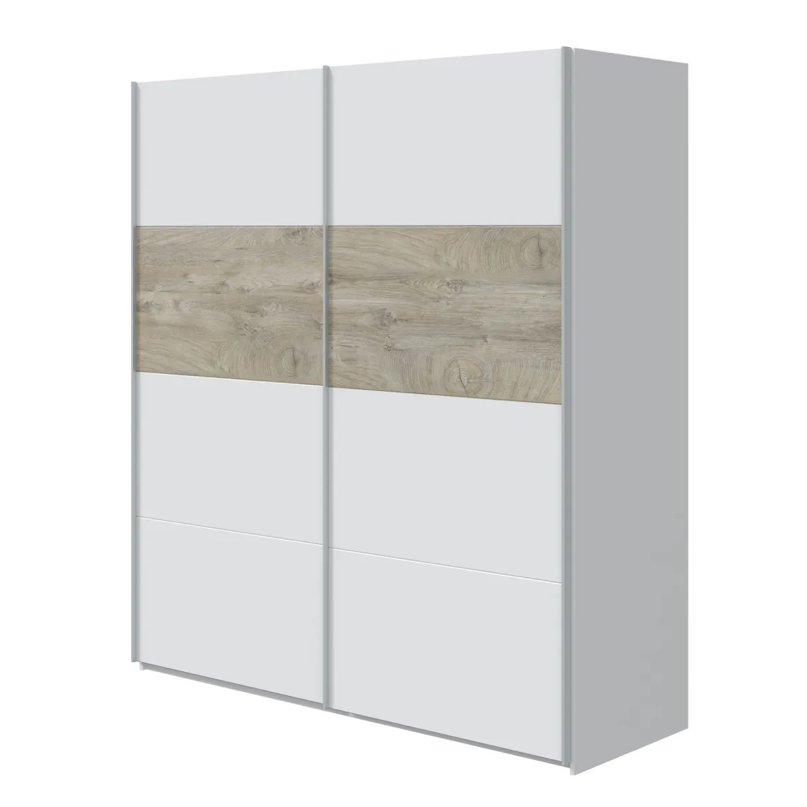 Armoire avec 2 portes coulissantes - Coloris blanc et chêne - AR81002