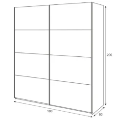 Armoire avec 2 portes coulissantes - Coloris blanc et chêne - AR81002
