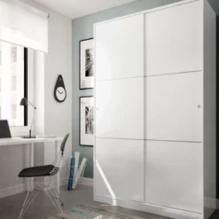 Armoire avec 2 portes coulissantes - Coloris blanc - AR81001