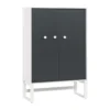 Armoire basse 2 portes en bois blanc et anthracite - AR17027