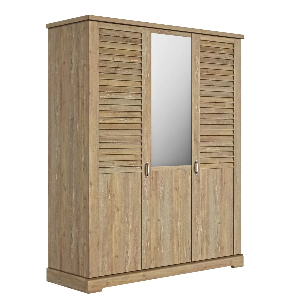 Armoire en bois clair 3 portes avec miroir - AR5070