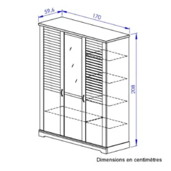 Armoire en bois clair 3 portes avec miroir - AR5070