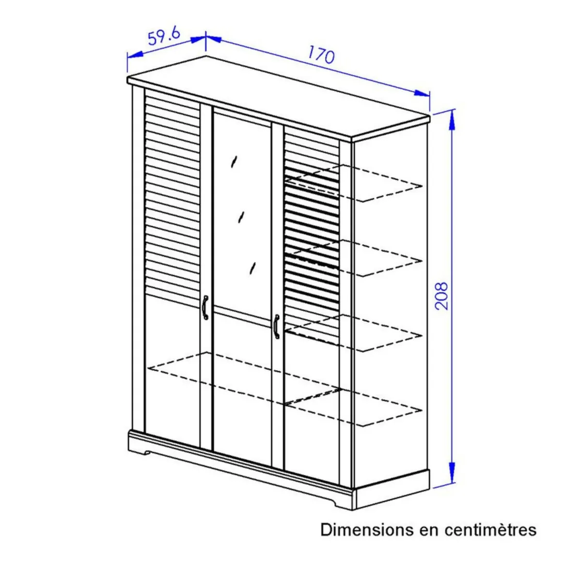 Armoire en bois clair 3 portes avec miroir - AR5070