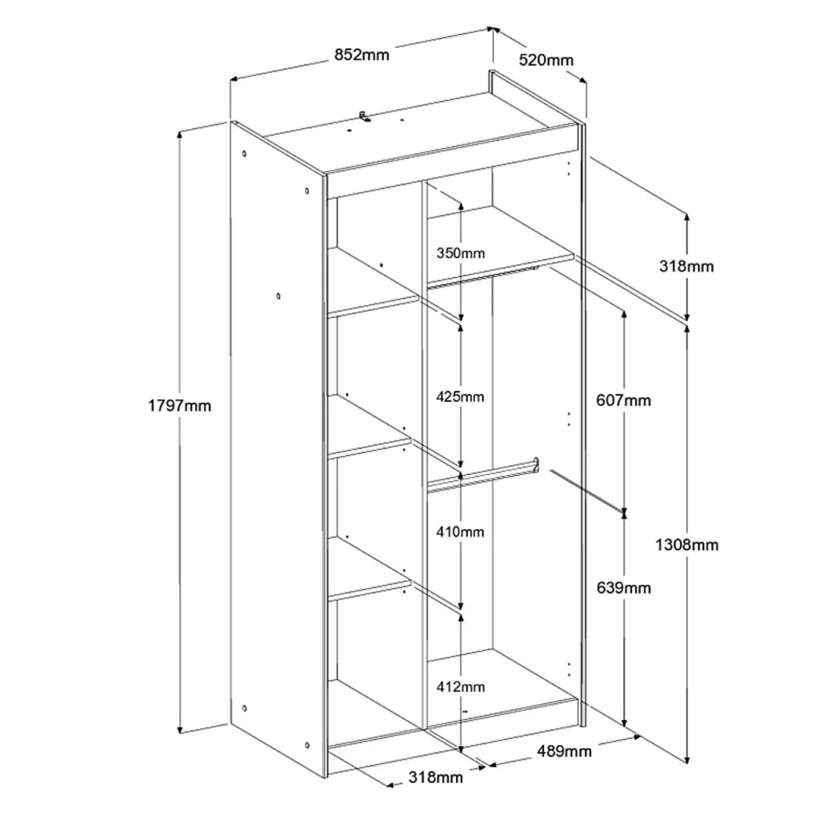 Armoire enfant 2 portes bicolore PIA