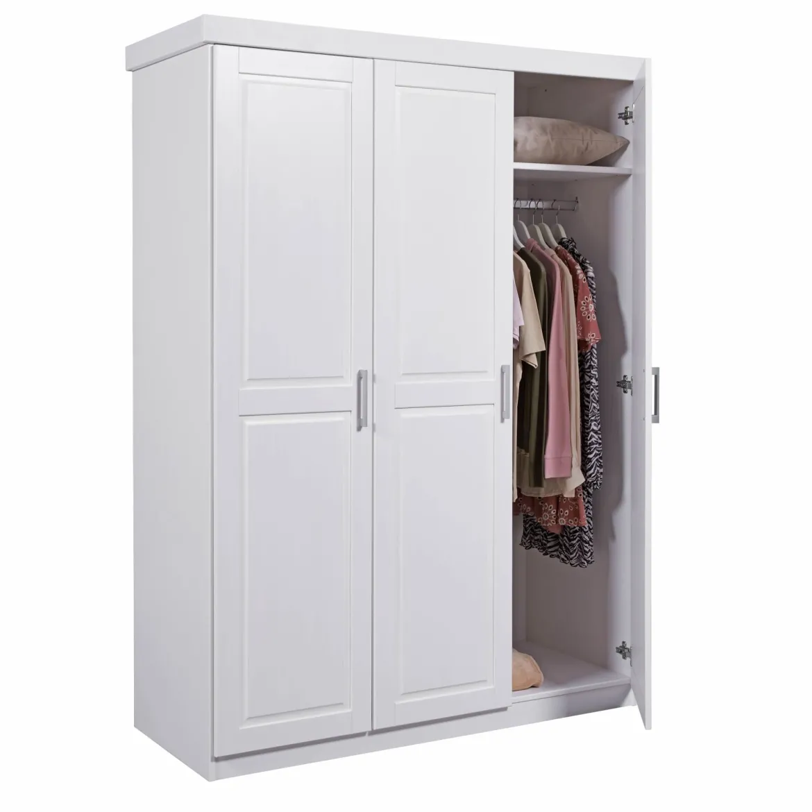 Armoire 3 portes en bois massif blanc - AR12023