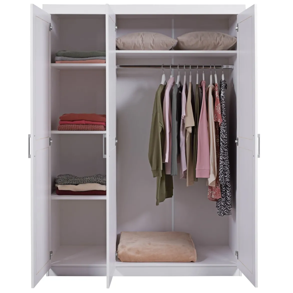 Armoire 3 portes en bois massif blanc - AR12023