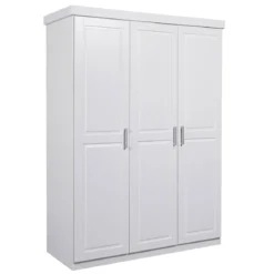 Armoire 3 portes en bois massif blanc - AR12023