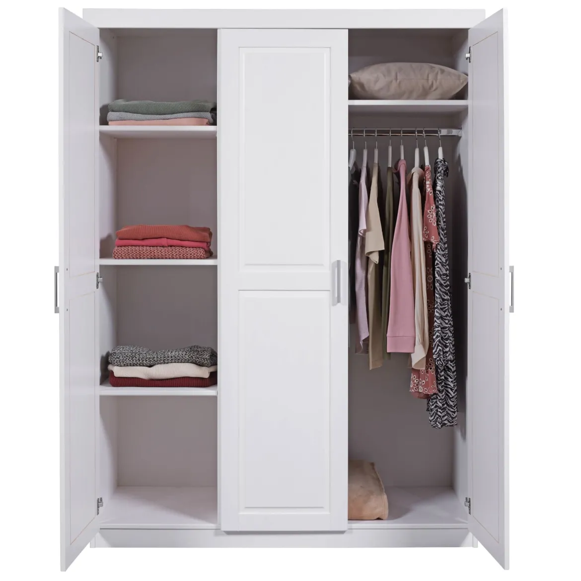 Armoire 3 portes en bois massif blanc - AR12023