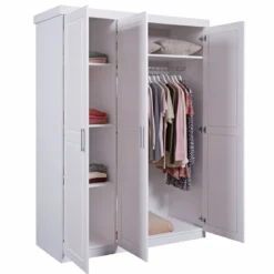 Armoire 3 portes en bois massif blanc - AR12023