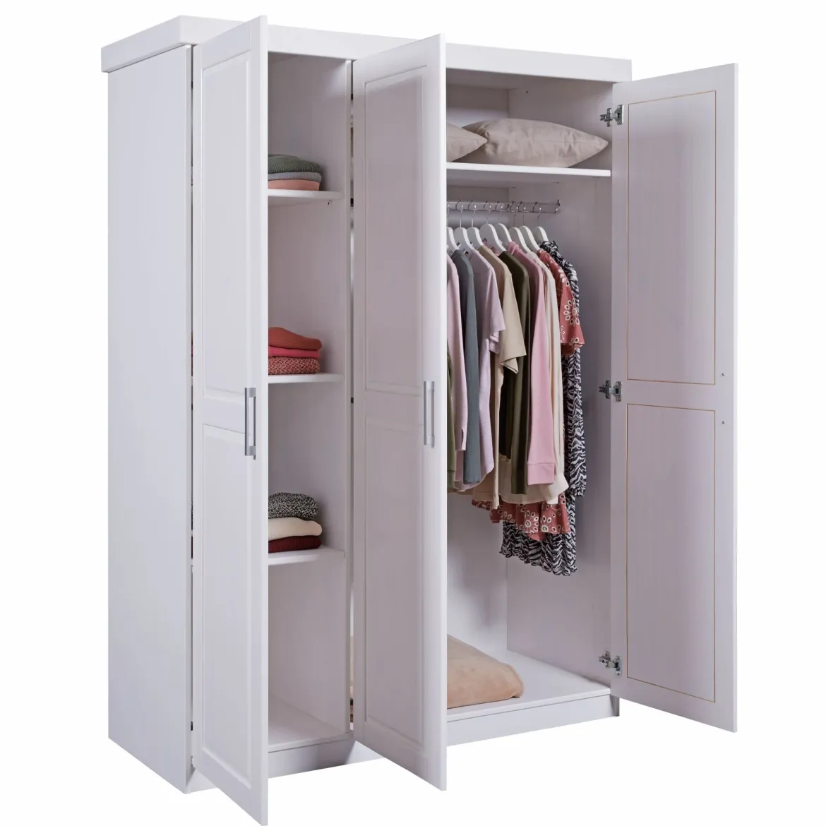 Armoire 3 portes en bois massif blanc - AR12023