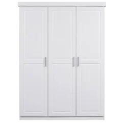 Armoire 3 portes en bois massif blanc - AR12023