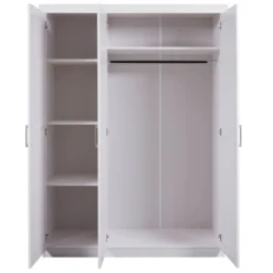 Armoire 3 portes en bois massif blanc - AR12023