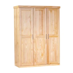 Armoire 3 portes en bois massif chêne clair - AR12043