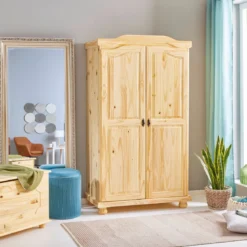 Armoire 2 portes en bois massif chêne clair - AR12042