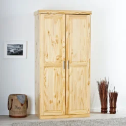 Armoire 2 portes en bois massif chêne clair - AR12019