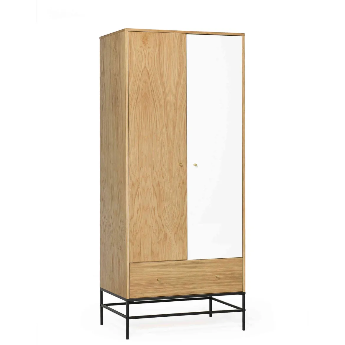 Armoire 2 portes 1 tiroir en bois avec pieds en acier - BI0046