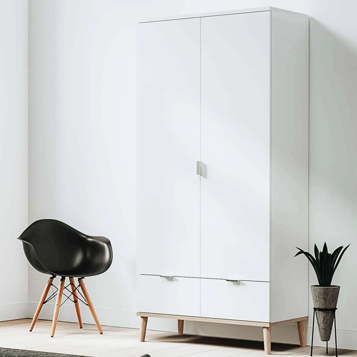 Armoire 2 portes 2 tiroirs blanc - AR7781