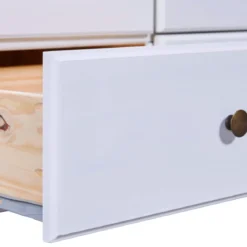 Armoire 2 portes 2 tiroirs en bois massif blanc laqué - AR12022