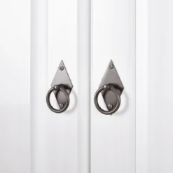 Armoire 2 portes 2 tiroirs en bois massif blanc - AR12049