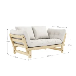 Banquette ajustable BEAT en pin massif naturel matelas inclus 75x200