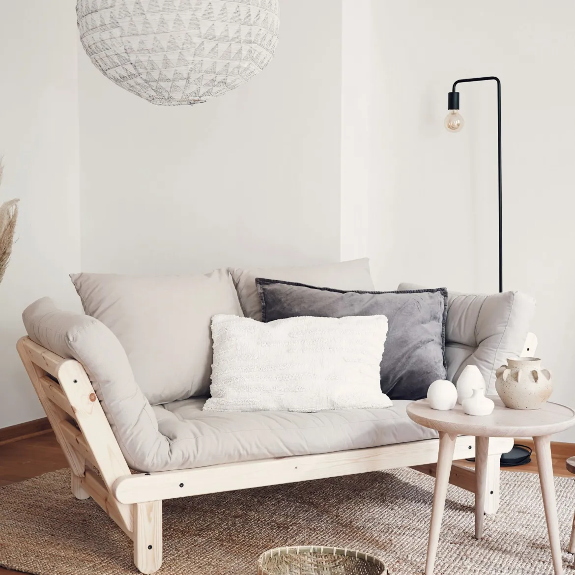 Banquette ajustable BEAT en pin massif naturel matelas inclus 75x200