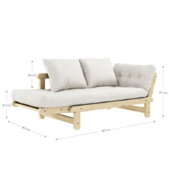 Banquette ajustable BEAT en pin massif naturel matelas inclus 75x200