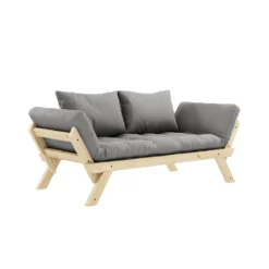 Banquette ajustable BEBOP en pin massif naturel matelas 75x200 + coussins 40x60 inclus