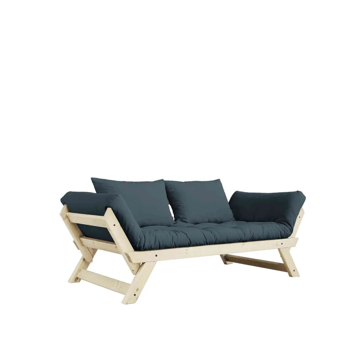 Banquette ajustable BEBOP en pin massif naturel matelas 75x200 + coussins 40x60 inclus