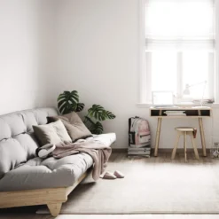 Banquette ajustable FRESH en pin massif naturel avec matelas futon 140x200