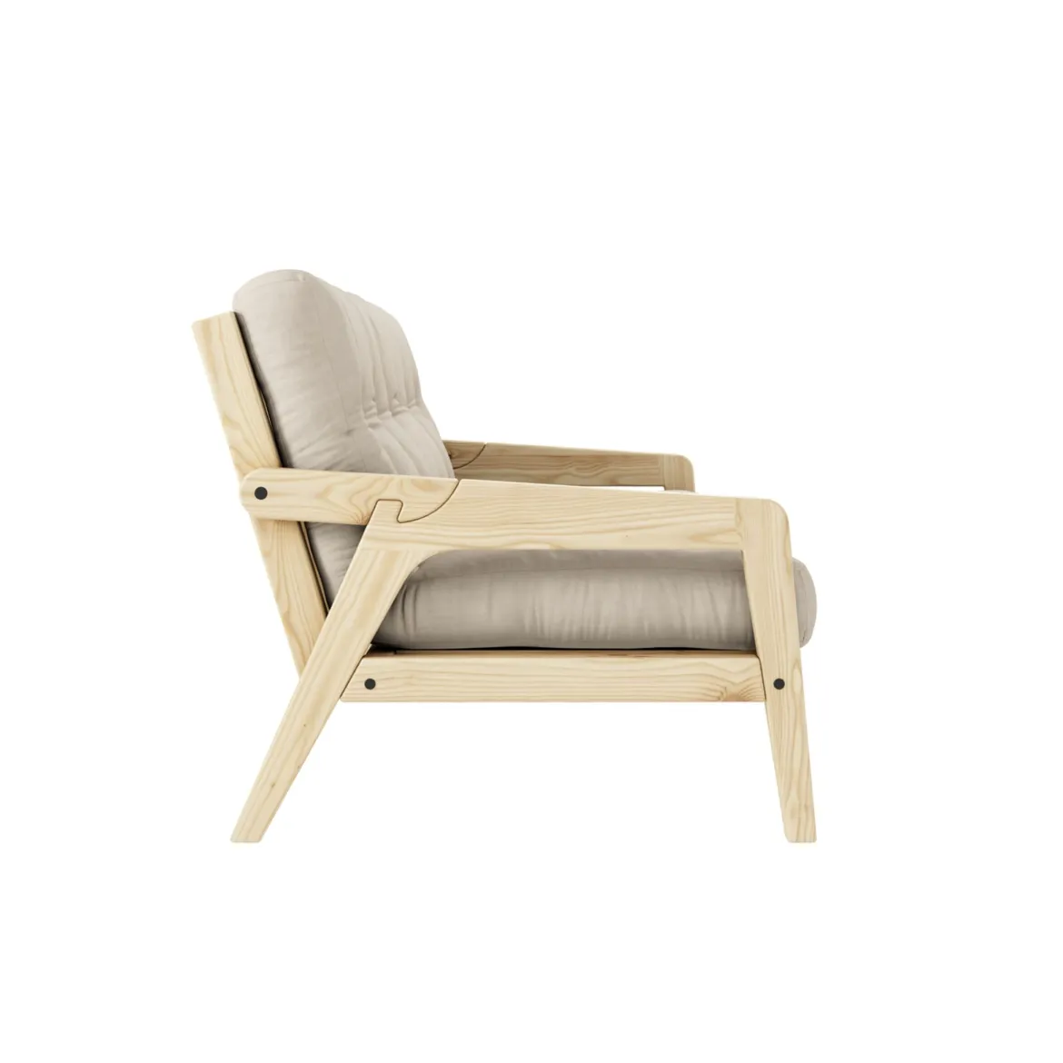 Banquette ajustable GRAB en pin massif naturel avec matelas futon 130x190
