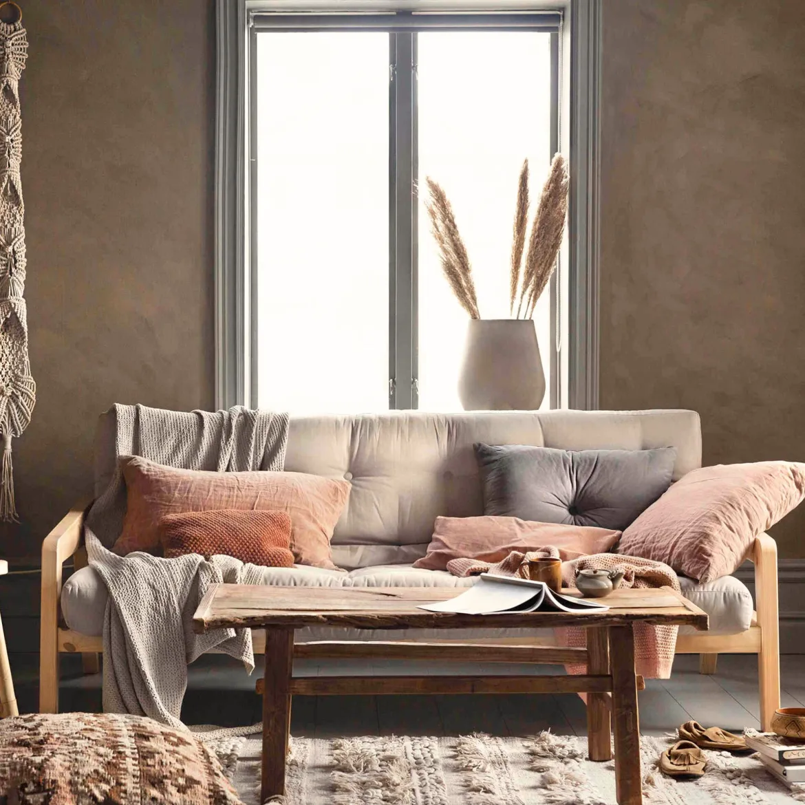 Banquette ajustable GRAB en pin massif naturel avec matelas futon 130x190