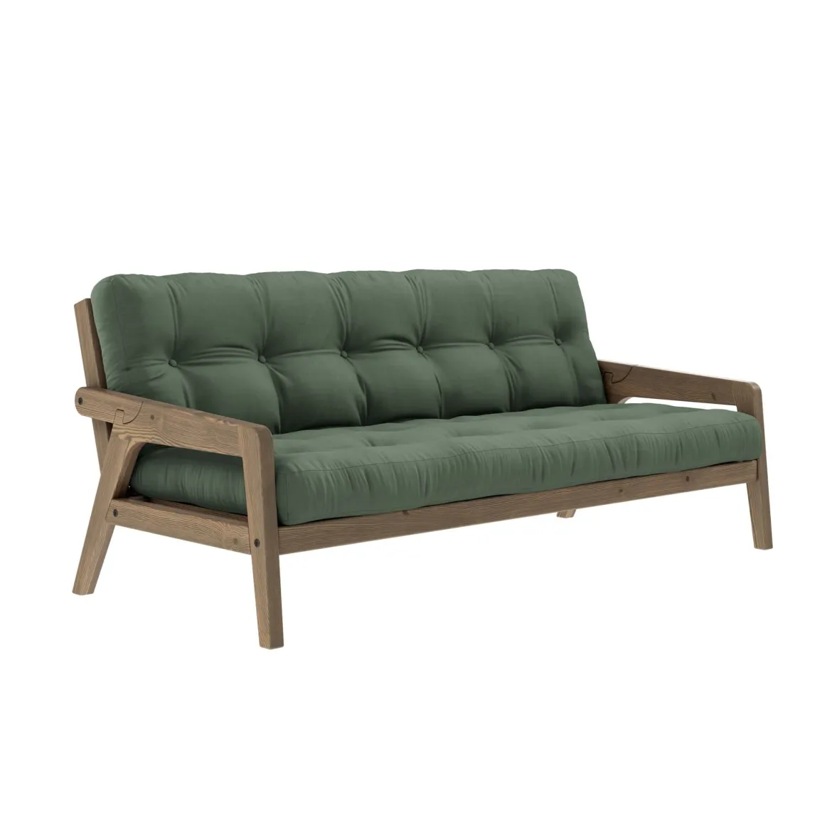 Banquette ajustable GRAB en pin massif foncé avec matelas futon 130x190