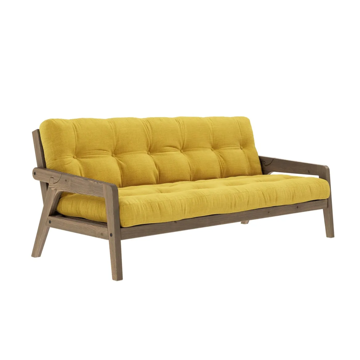 Banquette ajustable GRAB en pin massif foncé avec matelas futon 130x190