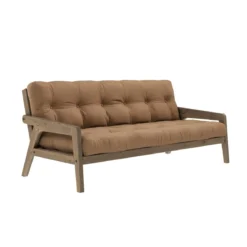Banquette ajustable GRAB en pin massif foncé avec matelas futon 130x190