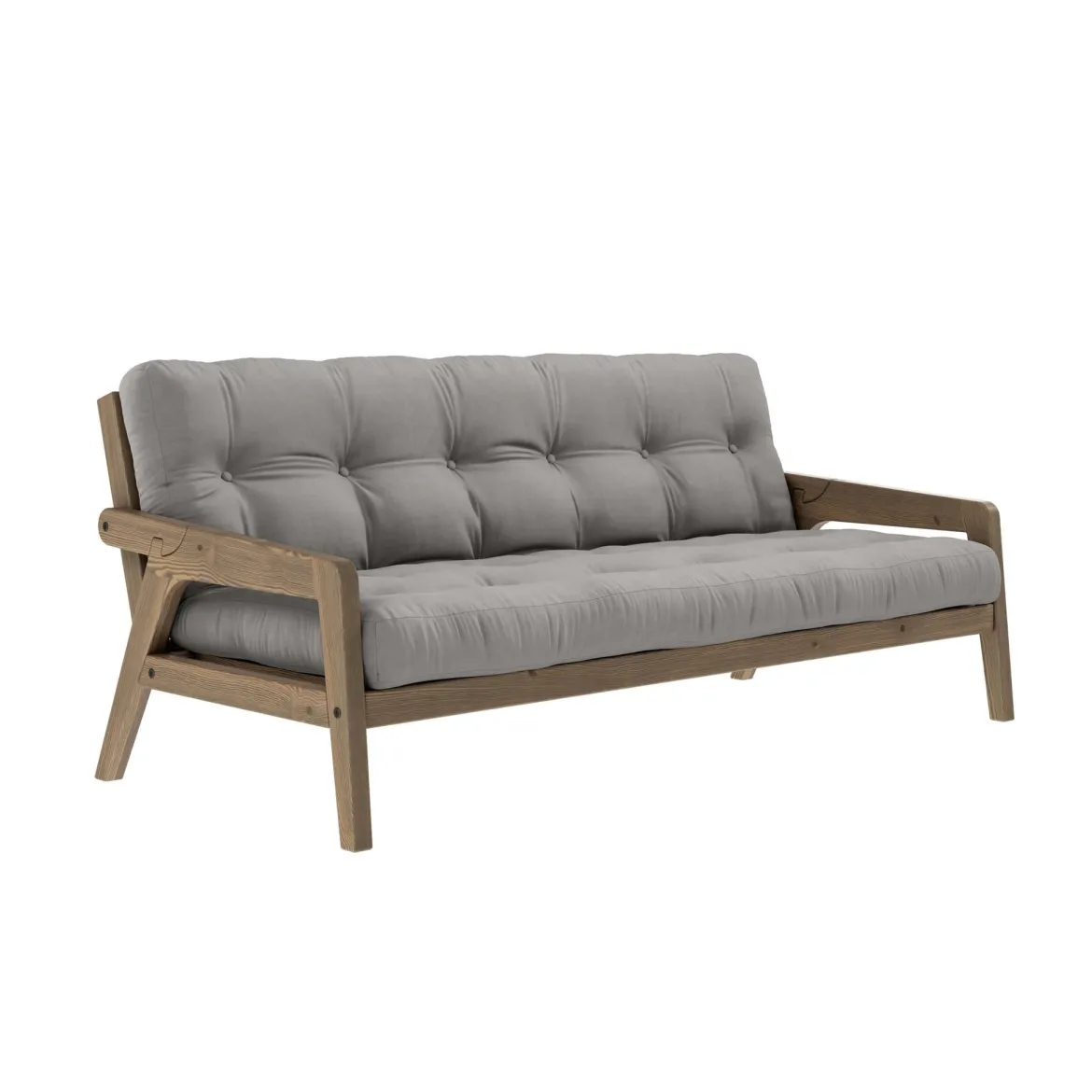 Banquette ajustable GRAB en pin massif foncé avec matelas futon 130x190