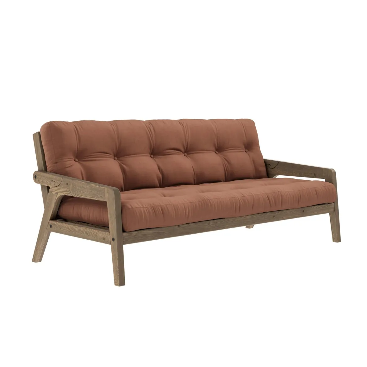 Banquette ajustable GRAB en pin massif foncé avec matelas futon 130x190