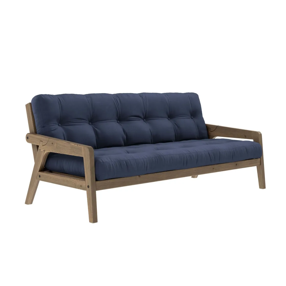 Banquette ajustable GRAB en pin massif foncé avec matelas futon 130x190