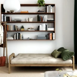 Banquette ajustable GRAB en pin massif foncé avec matelas futon 130x190