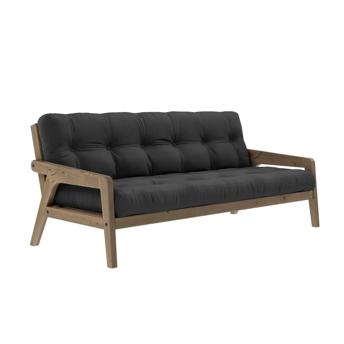 Banquette ajustable GRAB en pin massif foncé avec matelas futon 130x190