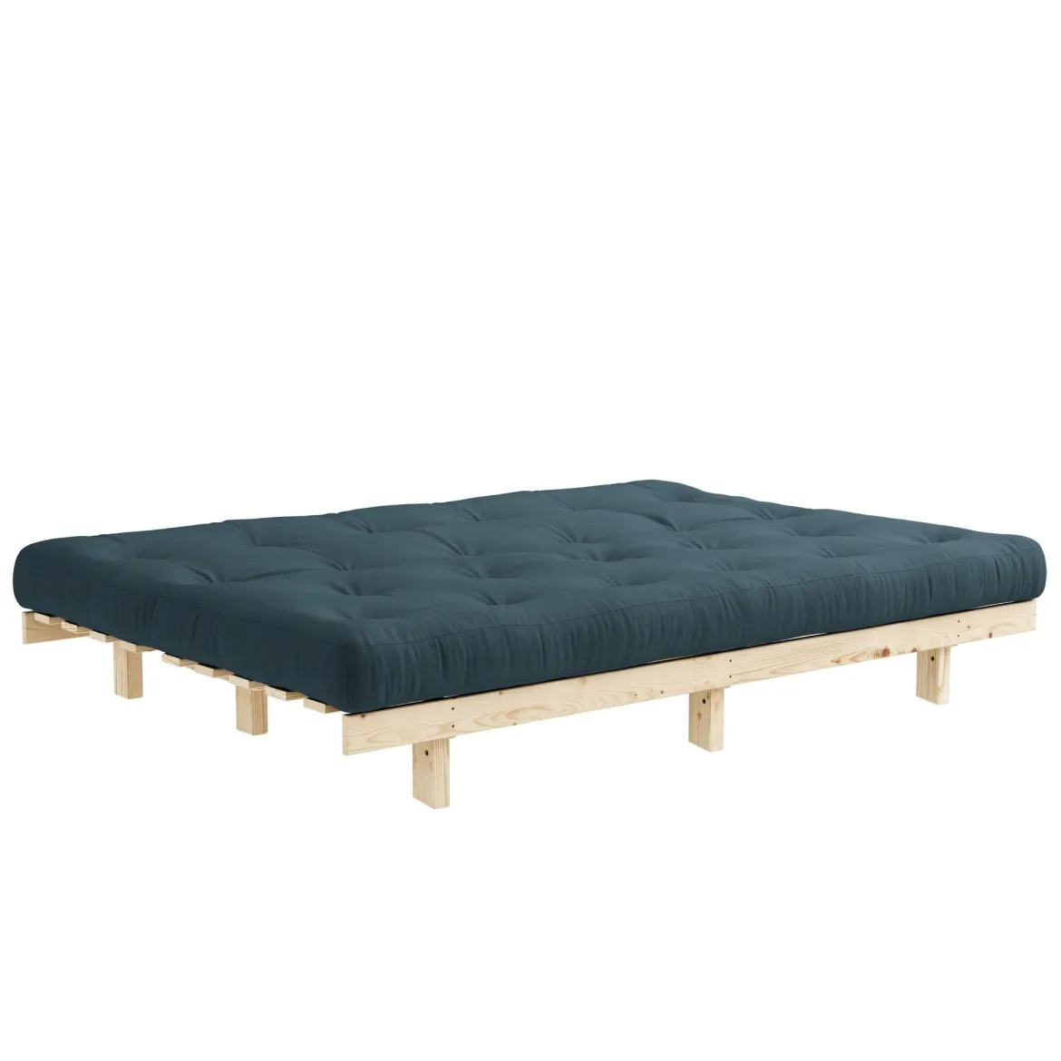 Banquette ajustable LEAN en pin massif naturel avec matelas futon 130x190