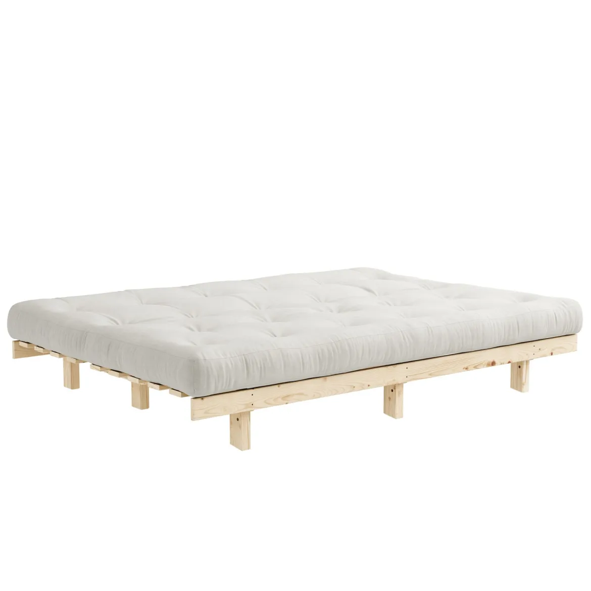 Banquette ajustable LEAN en pin massif naturel avec matelas futon 130x190