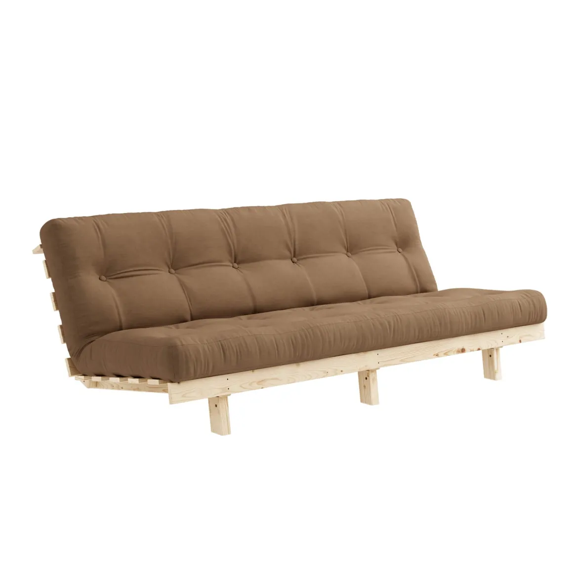 Banquette ajustable LEAN en pin massif naturel avec matelas futon 130x190