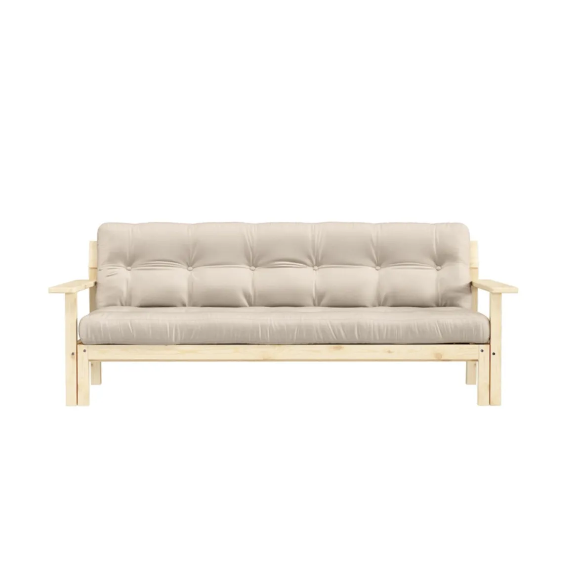 Banquette UNWIND en pin massif naturel avec matelas futon 130x190
