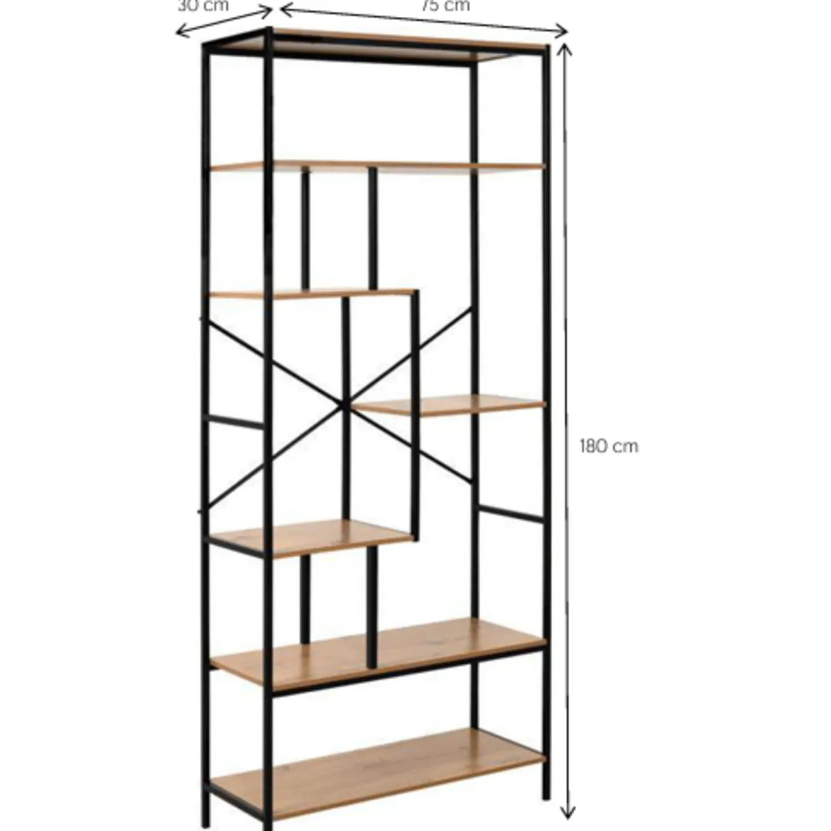 Bibliothèque bois et métal 180 cm Télio