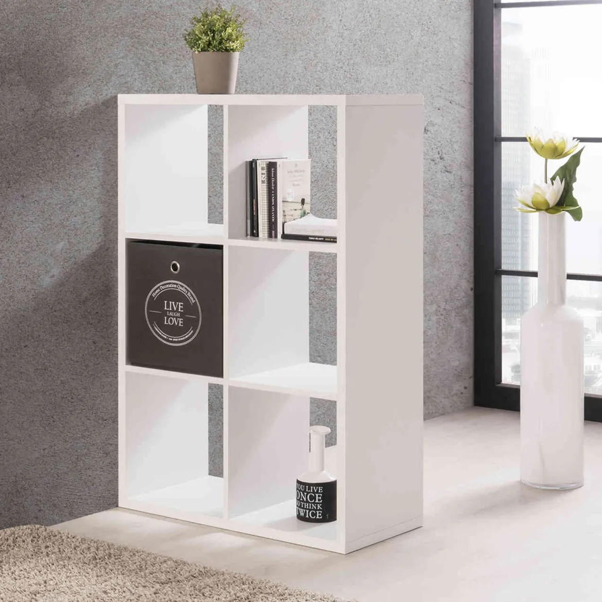 Bibliothèque 6 cases en bois - BI7077