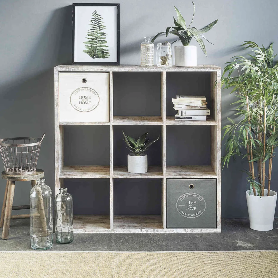 Bibliothèque 9 cases en bois - BI7078