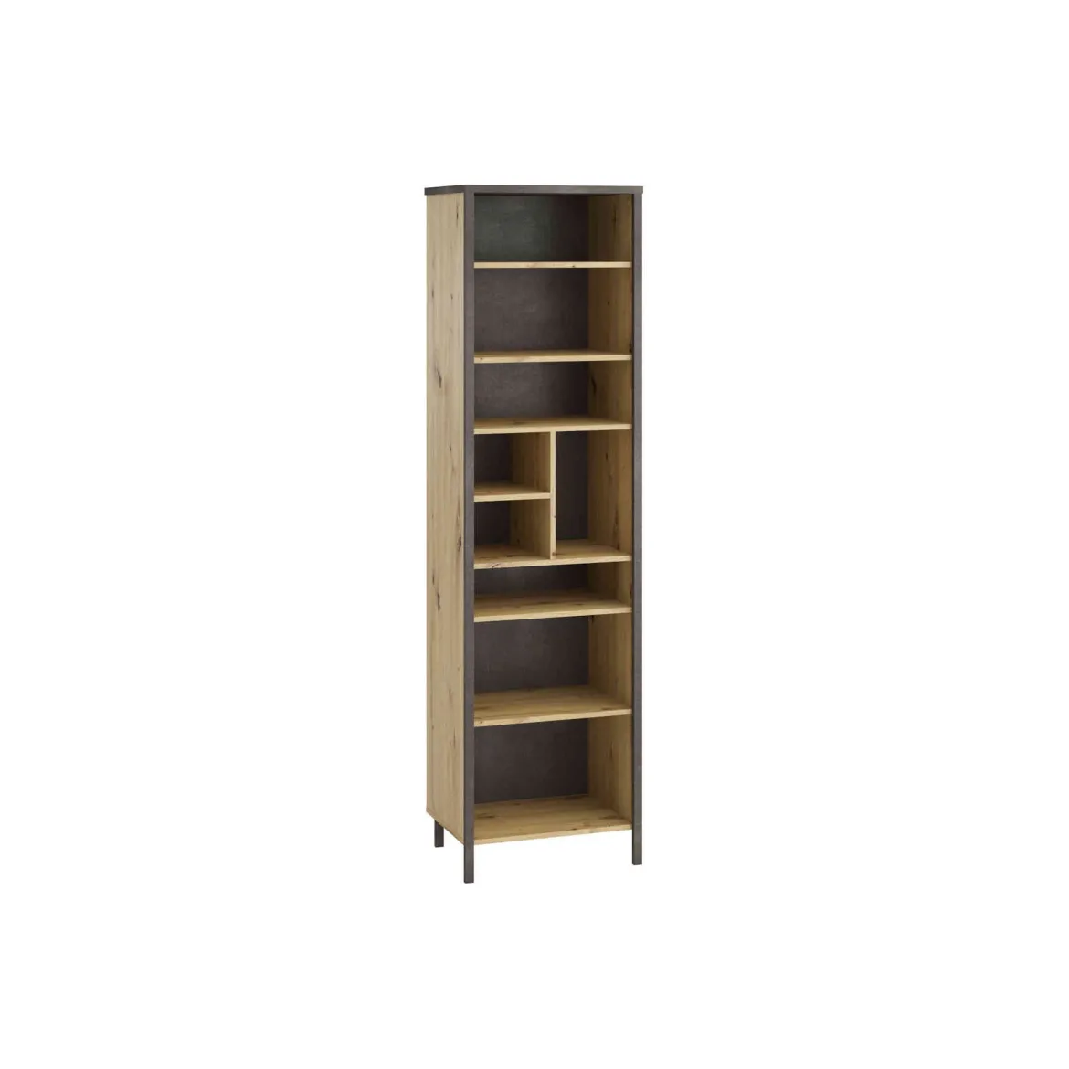 Bibliothèque haute 9 cases en bois imitation chêne clair - BI13001-1