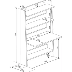 Bibliothèque 3 étagères avec bureau intégré en bois imitation chêne et gris - BU9050