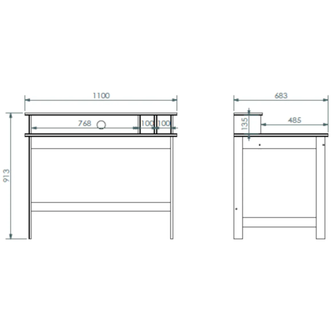 Bureau avec surmeuble en bois blanc - BU12034